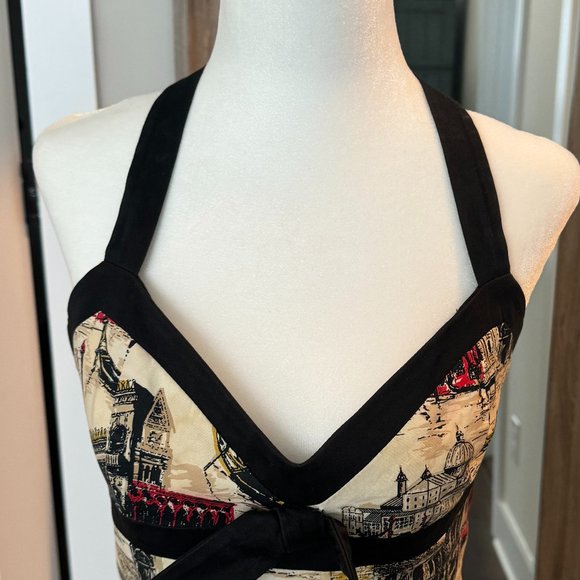 David Meister Cityscape Printed Halter Dress (Size 4) - Picture 7 of 7